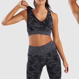 gymshark seamless camo leggings AND bra SET!